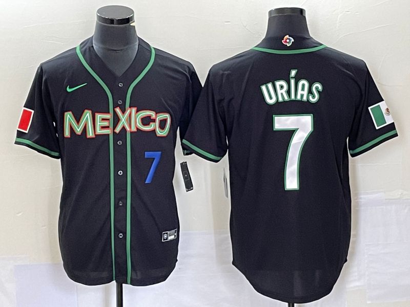 Men 2023 World Cub Mexico #7 Urias Black white Nike MLB Jersey24->more jerseys->MLB Jersey